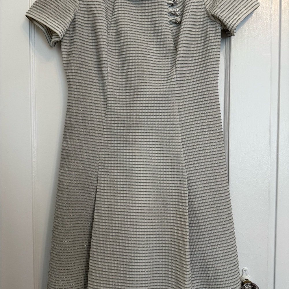 Striped Gray Short Sleeve Dress